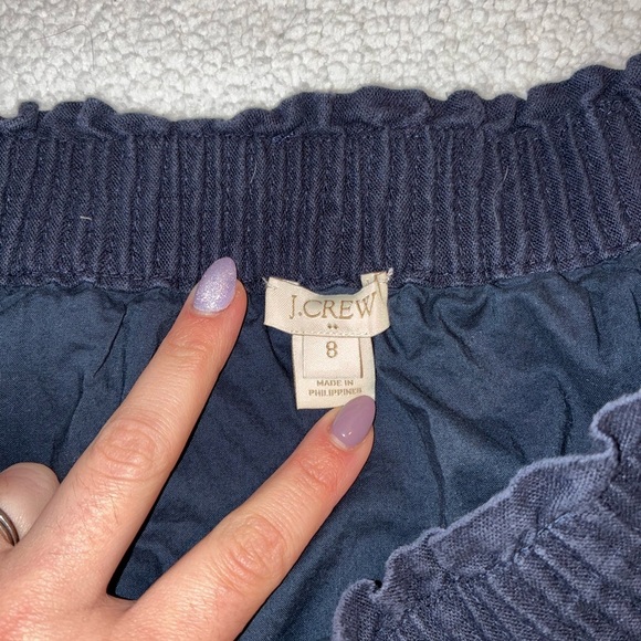 J. Crew Factory Womans size 8 Linen Blend Mini Pull-on Skirt Navy Lined Pockets - Picture 3 of 7